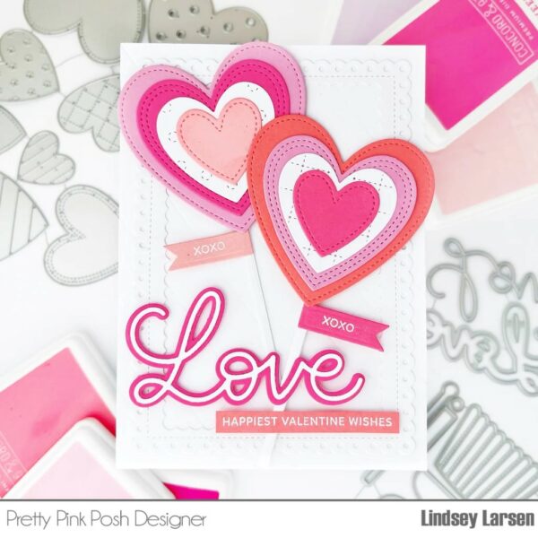 PRETTY PINK POSH DIE STITCHED HEARTS