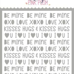 PRETTY PINK POSH STENCIL VALENTINE WORDS