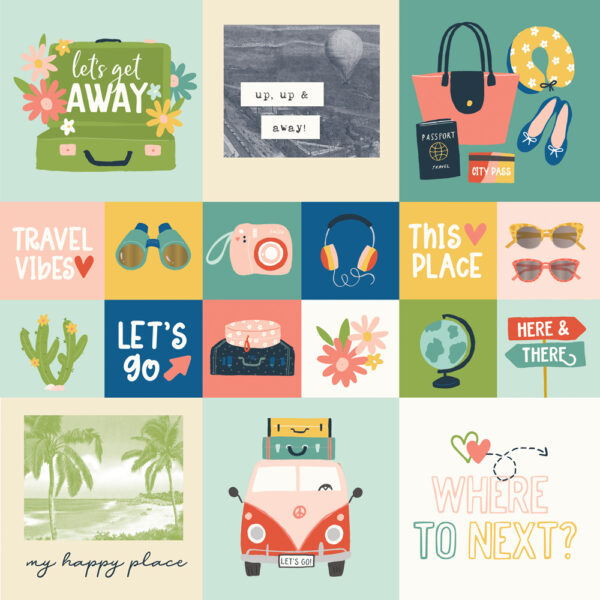 Simple Stories Pack Your Bags 12X12 2X2/4X4 Elements