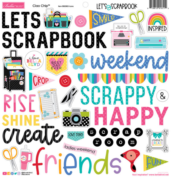 BB Let's Scrapbook Ciao Chipboard Icons
