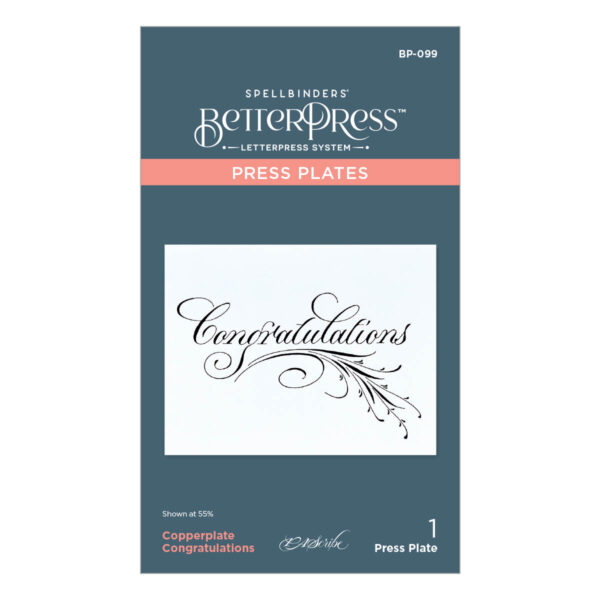 Spellbinders Copperplate Congratulations Press Plate From the Copperplate Everyday Sentiments Collection By Paul Antonio