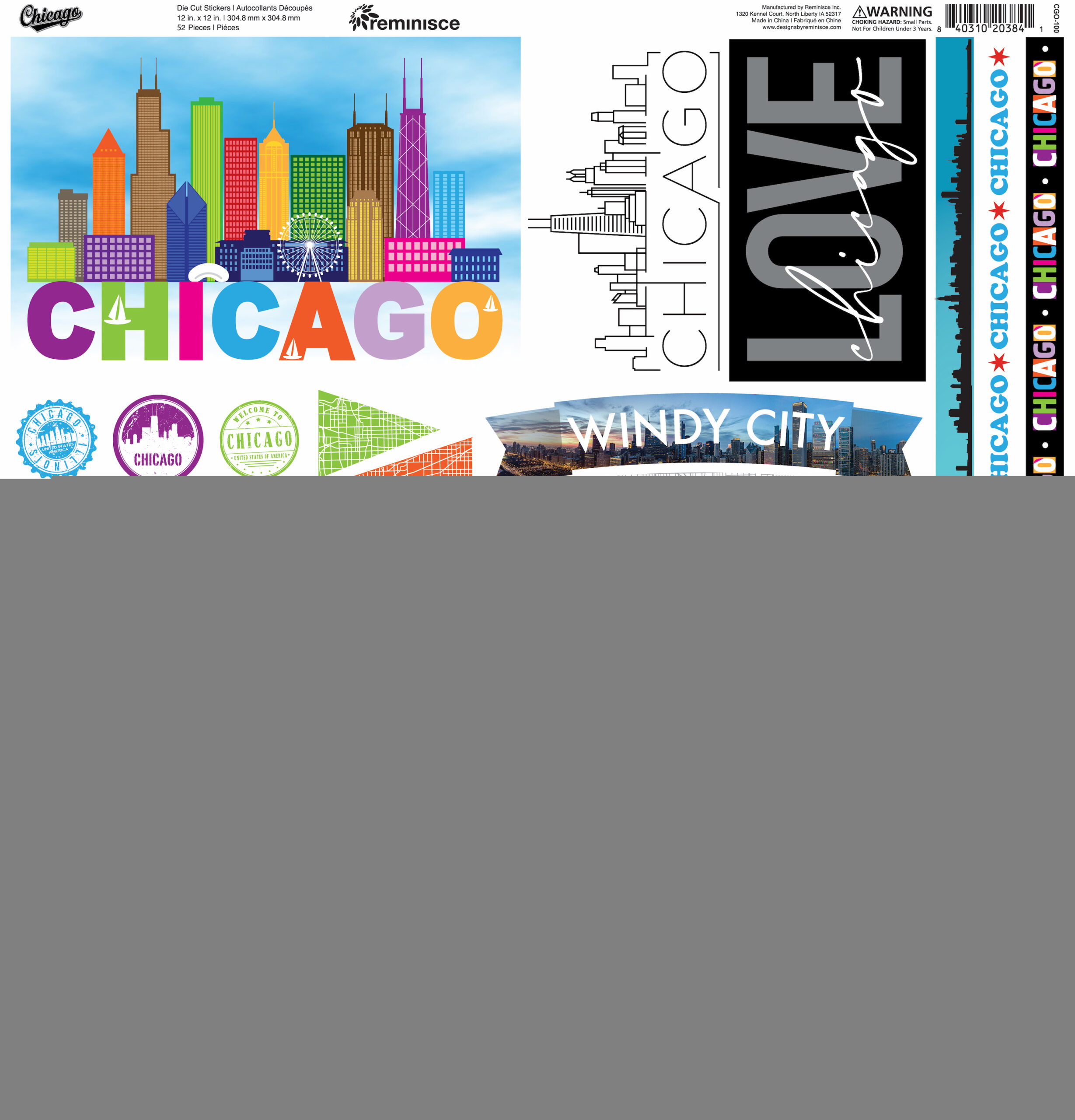 REMINISCE CHICAGO 12X12 STICKER