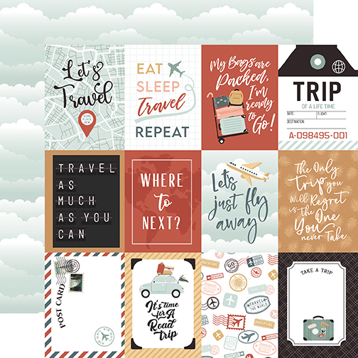 Echo Park Let's Take the Trip 12X12 3X4 Journaling Cards