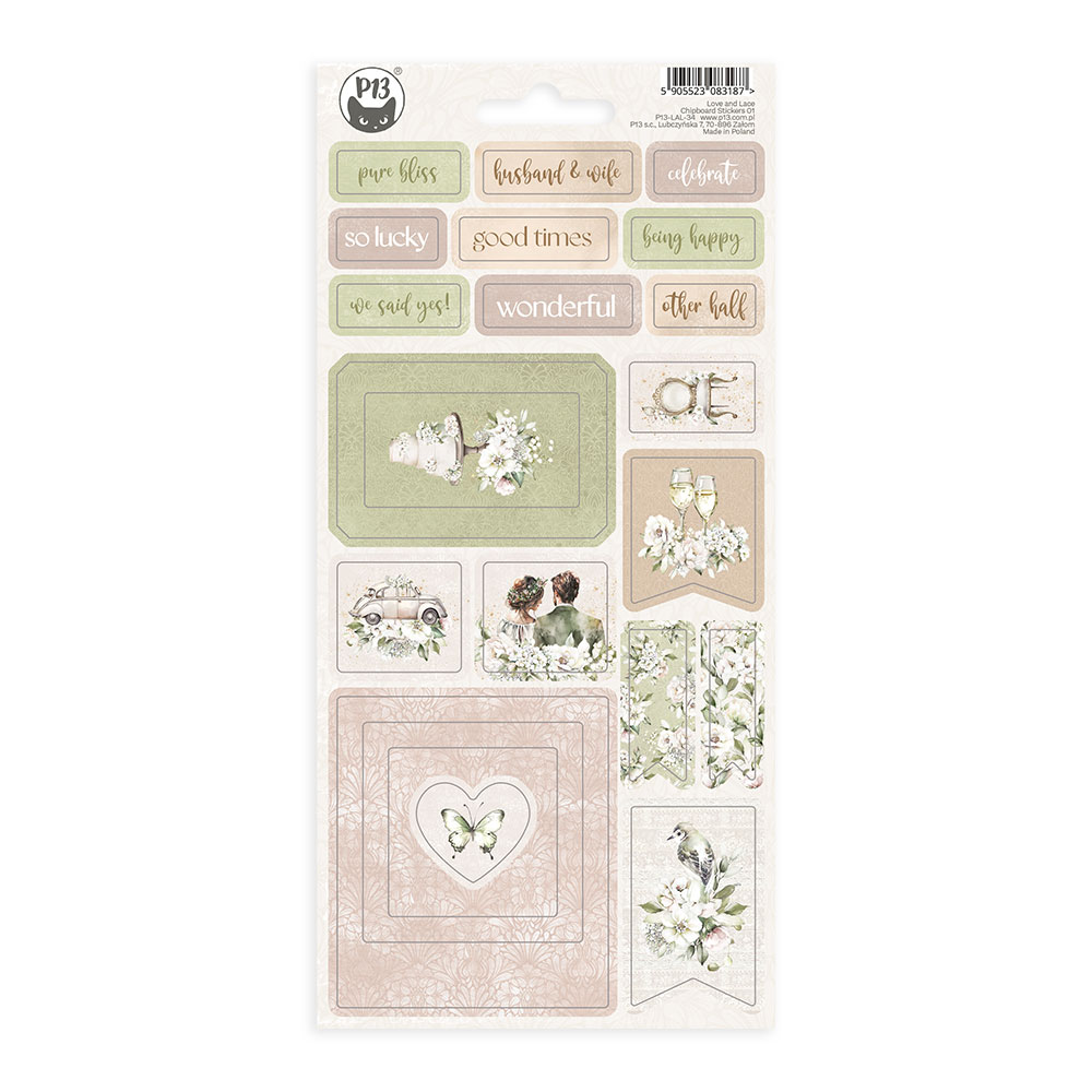 P13 Love & Lace Chipboard Sticker 01