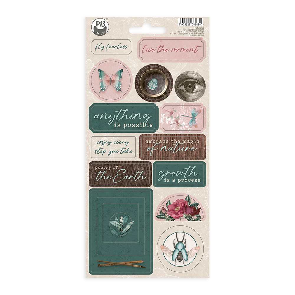 P13 Naturalist Chipboard Sticker Sheet 02