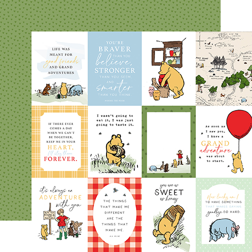 Echo Park Winnie the Pooh 12X12 3X4 Journaling Cards