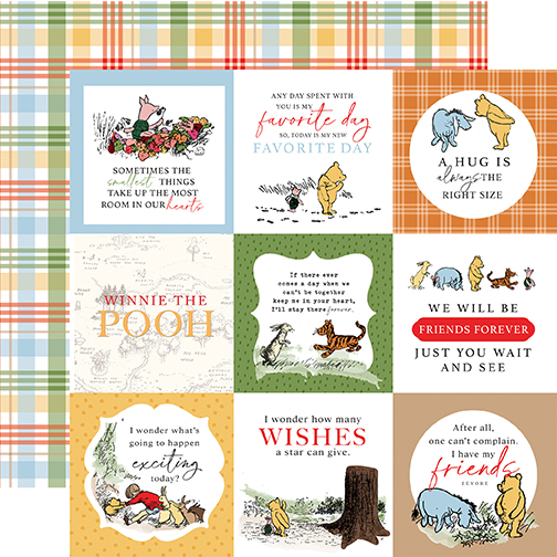 Echo Park Winnie the Pooh 12X12 4X4 Journaling Cards