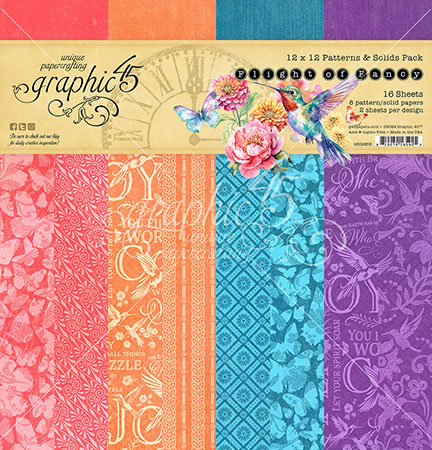 Graphic 45 Flight of Fancy 12X12 Patterns & Solids Pack