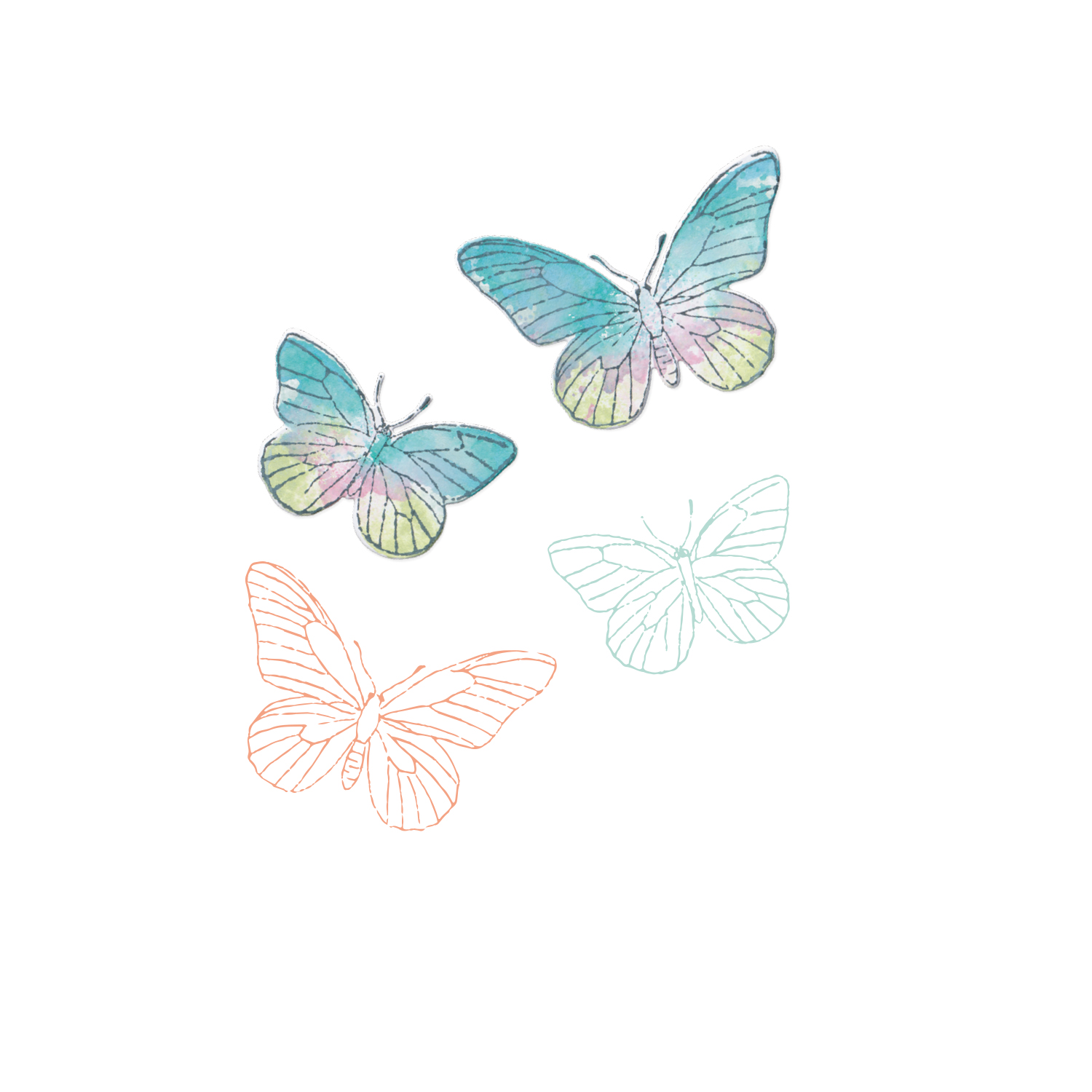 Sizzix 49 & Market Stamp/Die Painted Pencil Butterflies