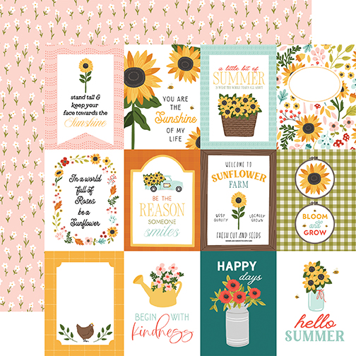 Carta Bella Sunflower Summer 12X12 3X4 Journaling Cards