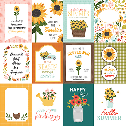 Carta Bella Sunflower Summer 12X12 3X4 Journaling Cards