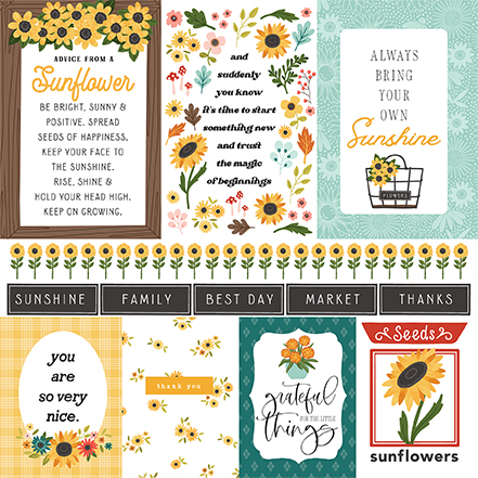 Carta Bella Sunflower Summer 12X12 Multi Journaling Cards