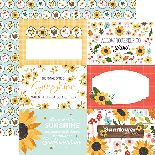 Carta Bella Sunflower Summer 12X12 6X4 Journaling Cards