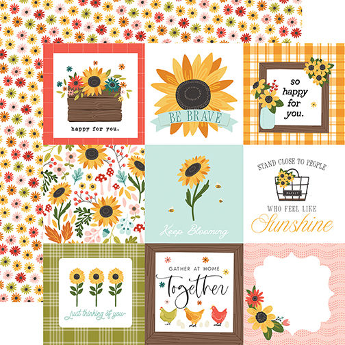 Carta Bella Sunflower Summer 12X12 4X4 Journaling Cards