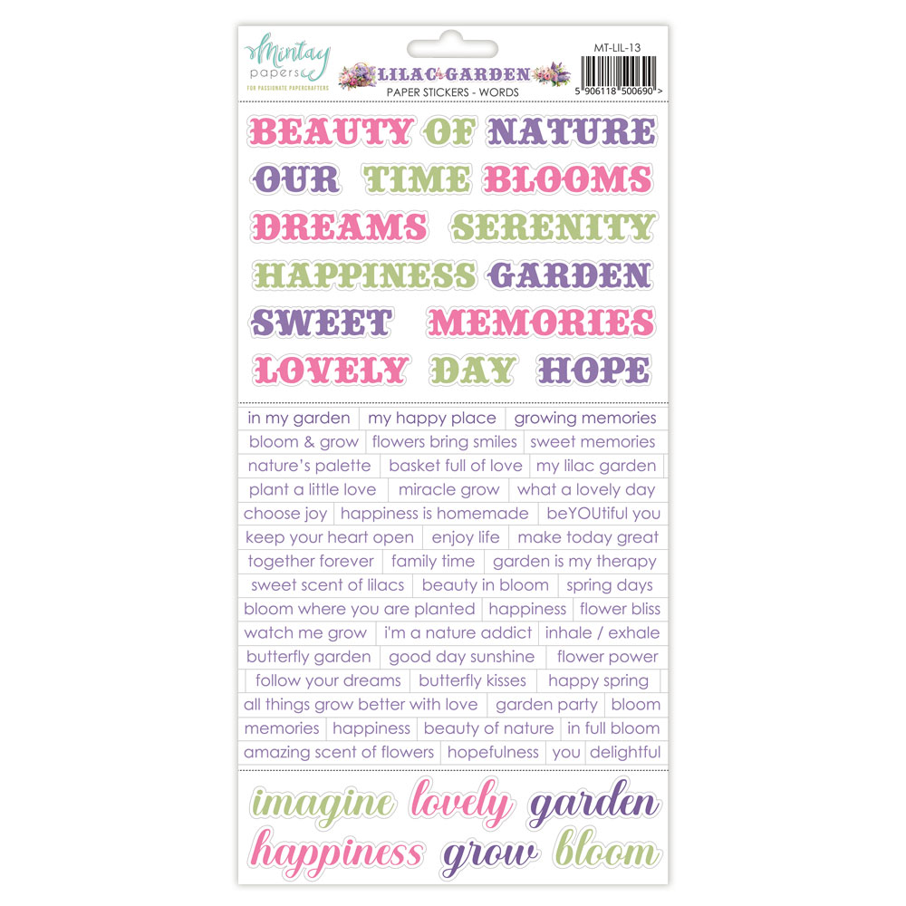 Mintay Lilac Garden 6 X 12 Stickers Words
