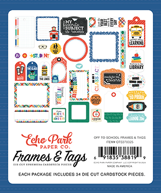 Echo Park Off To School Frames & Tags