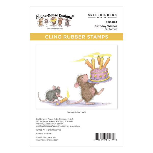 SPELLBINDERS STAMP HOUSE MOUSE BIRTHDAY WISHES