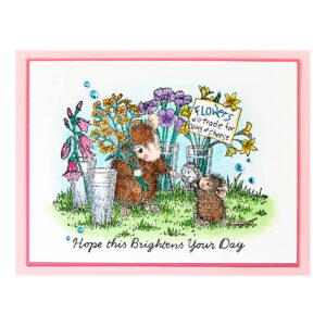 SPELLBINDERS STAMP HOUSE MOUSE FLOWER MARKET