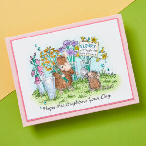 SPELLBINDERS STAMP HOUSE MOUSE FLOWER MARKET