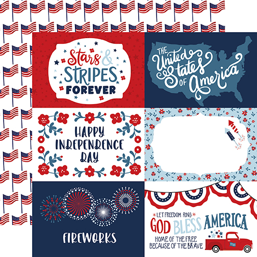 Echo Park Stars & Stripes 12X12 6X4 Journaling Cards