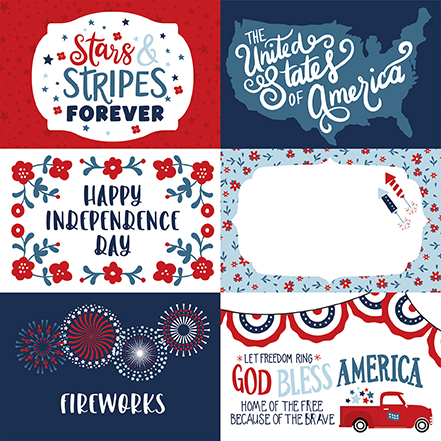 Echo Park Stars & Stripes 12X12 6X4 Journaling Cards