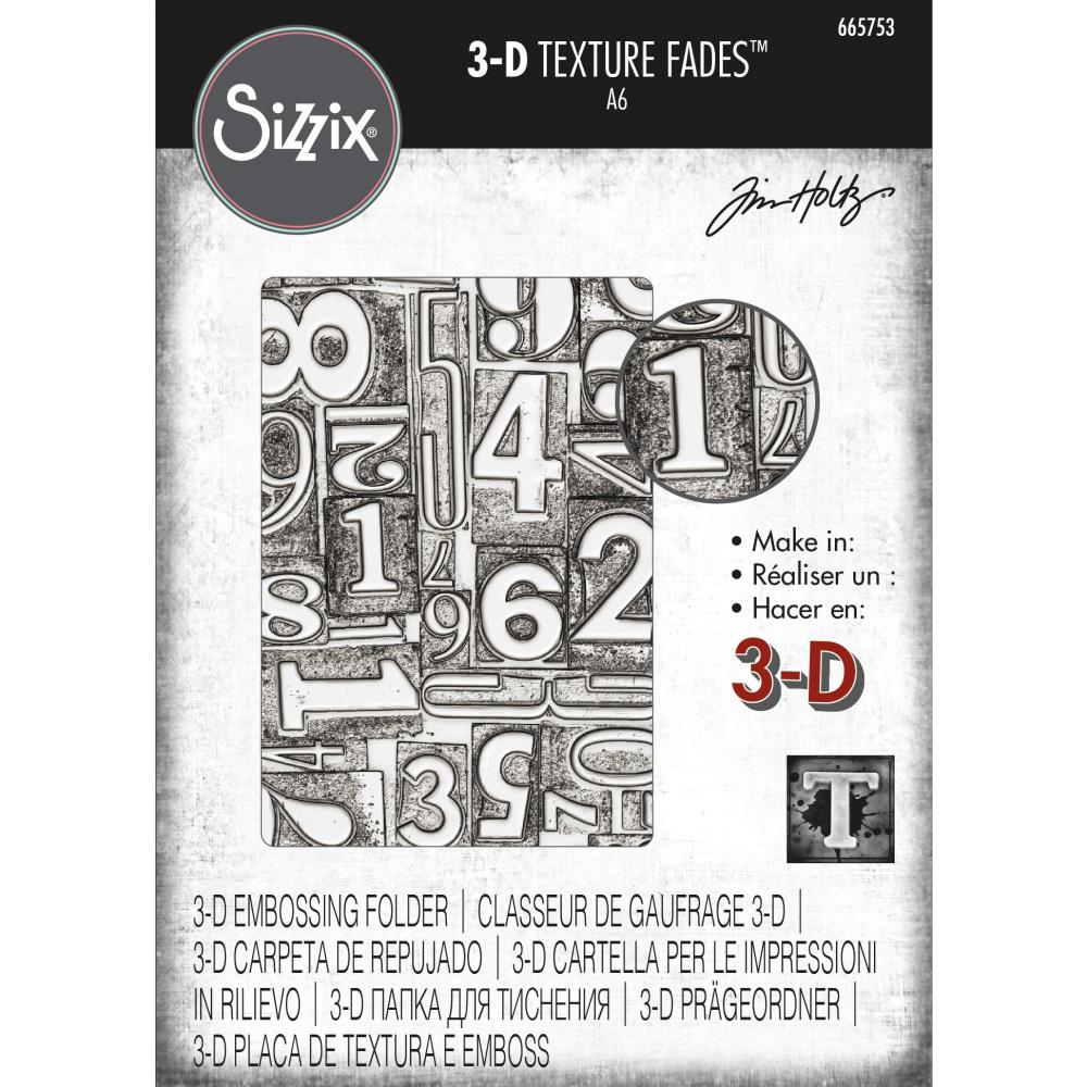 SIZZIX TIM HOLTZ NUMBERED EMBOSSING FOLDER