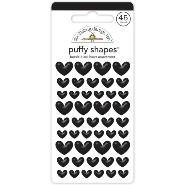 DOODLEBUG PUFFY SHAPES HEART BEETLE BLACK