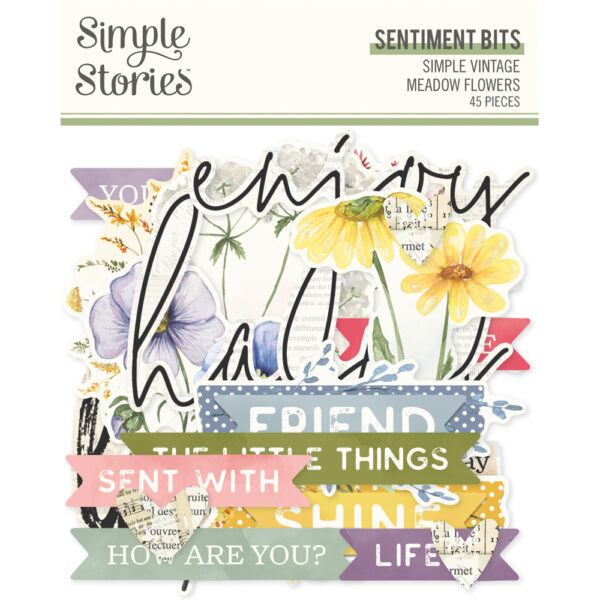 Simple Stories Simple Vintage Meadow Flowers Sentiment Bits & Pieces
