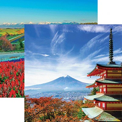 Reminisce Japan 12X12 Mt. Fuji With Chureito Pagoda