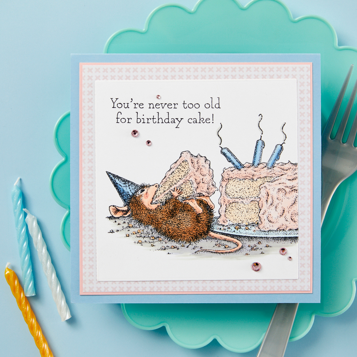 Spellbinders Sweet Birthday Cling Rubber Stamp Set From the House-mouse Summer Fun Collection