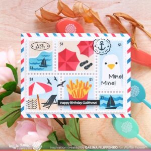 WAFFLE FLOWER STENCIL POSTAGE COLLAGE BEACH DAYS STENCIL