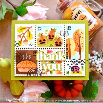 WAFFLE FLOWER STAMP POSTAGE COLLAGE FALL