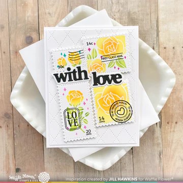 WAFFLE FLOWER STAMP POSTAGE COLLAGE LOVE