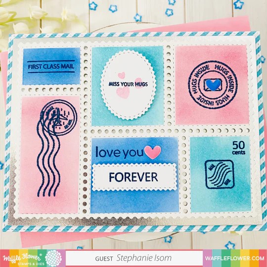 WAFFLE FLOWER STAMP POSTAGE COLLAGE