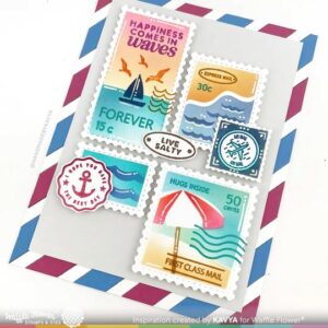 WAFFLE FLOWER STENCIL POSTAGE COLLAGE BEACH DAYS STENCIL