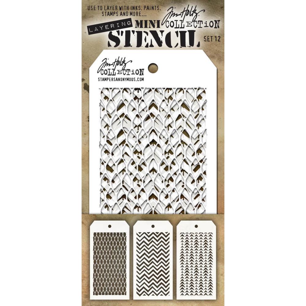 Art Gone Wild Stampers Anonymous Tim Holtz MINI TEMPLATE SET 12