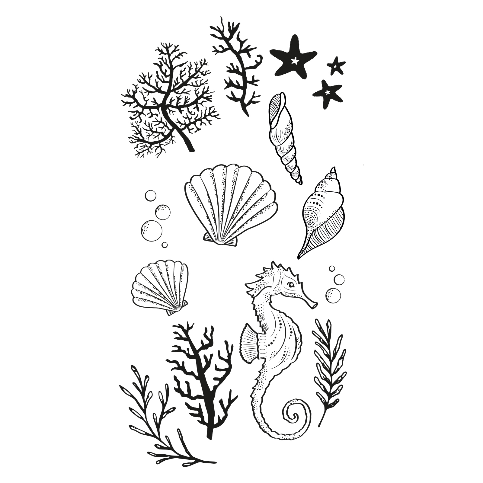 Sizzix Clear Stamps Set 15PK Ocean Elements By Lisa Jones