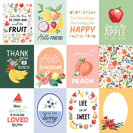 Carta Bella Fruit Stand 12X12 3X4 Journaling Cards