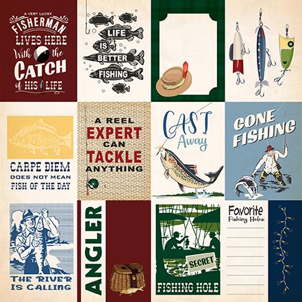 Carta Bella Gone Fishing 12X12 3X4 Journaling Cards