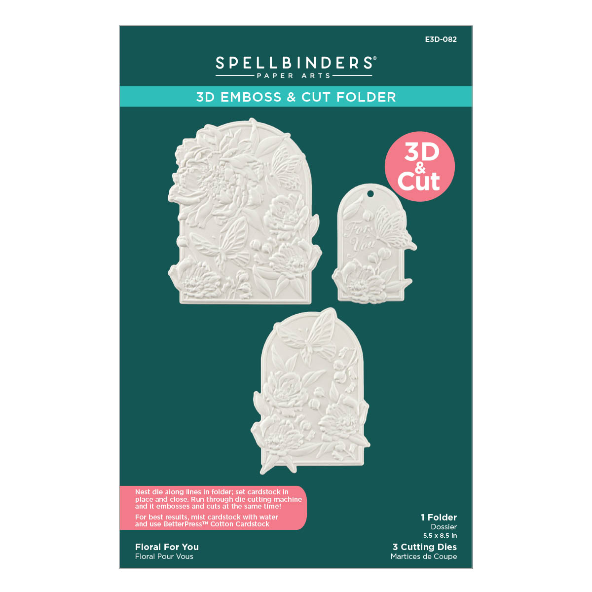 Spellbinders Floral For You 3D Emboss & Cut Folder From the Sealed 3D Botanicals Collection