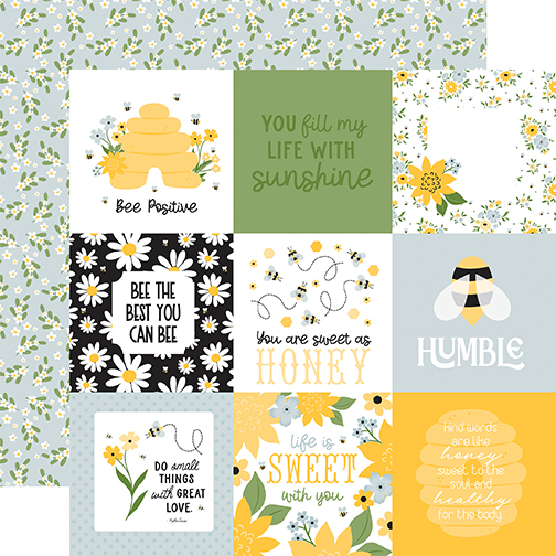 Echo Park Happy As Can Bee 12X12 4X4 Journaling Cards