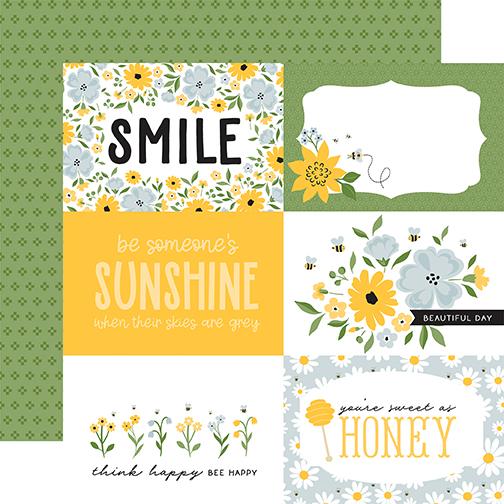 Echo Park Happy As Can Bee 12X12 6X4 Journaling Cards