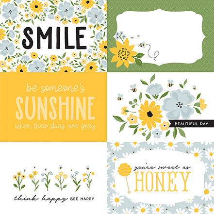 Echo Park Happy As Can Bee 12X12 6X4 Journaling Cards