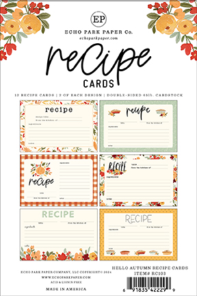 Echo Park Hello Autumn Recipe Cards