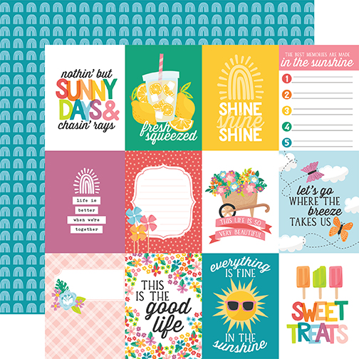 Echo Park Sunny Days Ahead 12X12 3X4 Journaling Cards