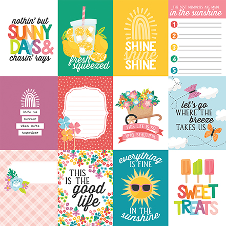 Echo Park Sunny Days Ahead 12X12 3X4 Journaling Cards