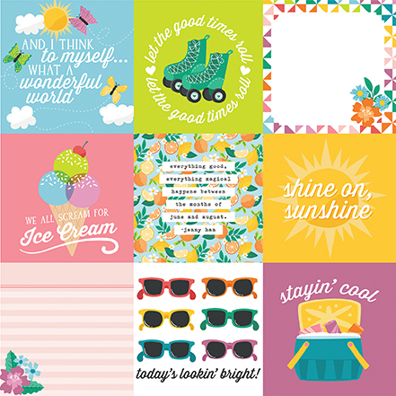 Echo Park Sunny Days Ahead 12X12 4X4 Journaling Cards