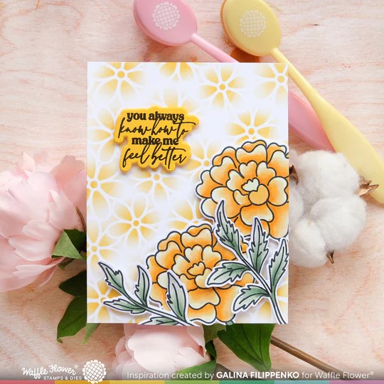 WAFFLE FLOWER DIE SKETCHED MARIGOLD