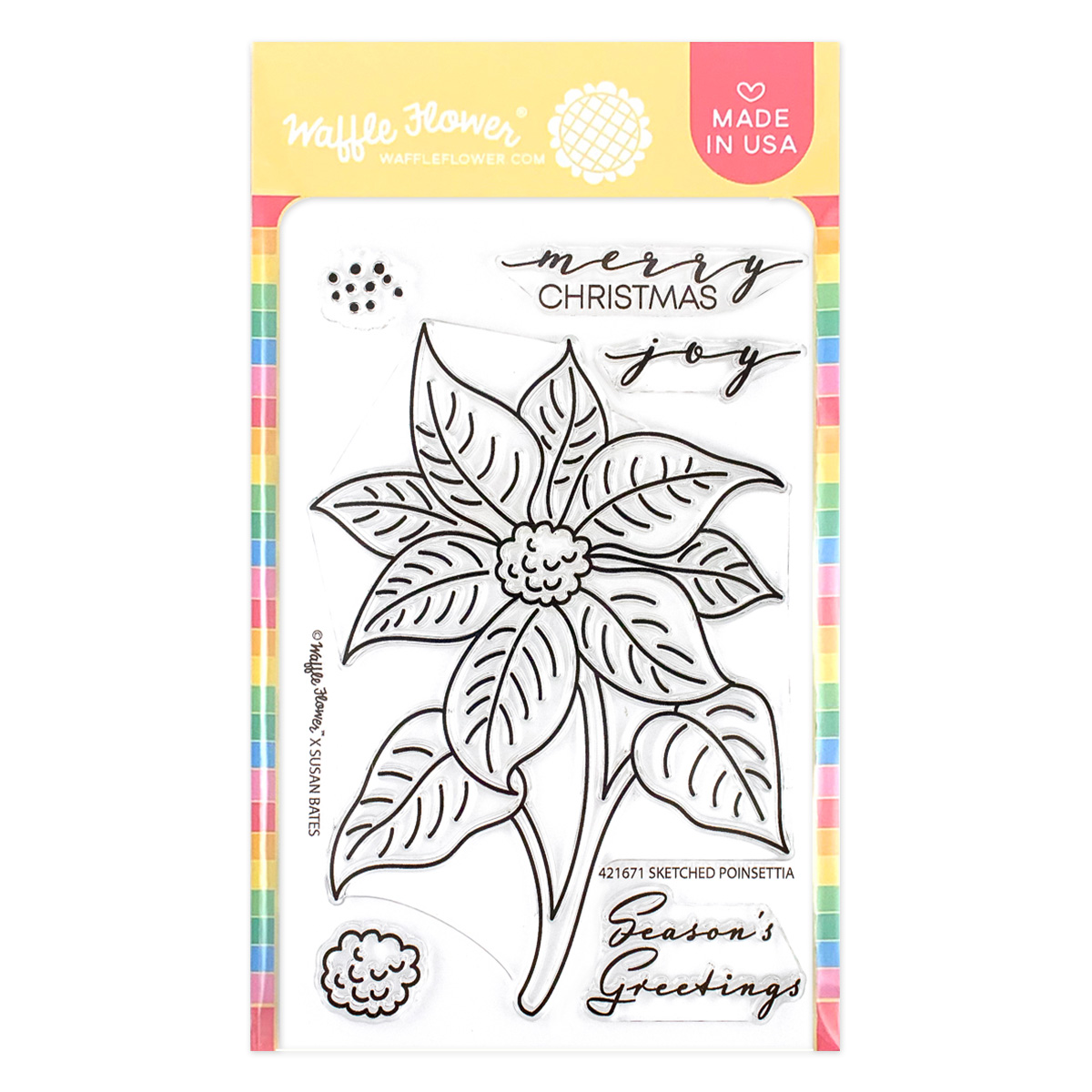 Waffle Flower Stamp Sketched Poinsettia