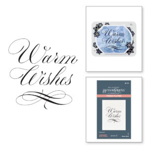 Spellbinders Copperplate Warm Wishes Press Plate From the Copperplate Holiday Sentiments Collection By Paul Antonio